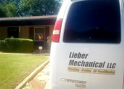 The Lieber Mechanical LLC ac repair van in front of a customer's home in Central OK.